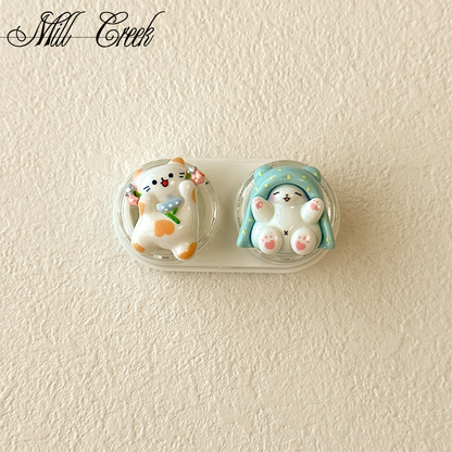 Cute cartoon bear contact lens case.（random）